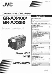 JVC GR AX 350 manual. Camera Instructions.
